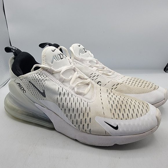 Nike Air Max 270 Mens 9 White Black Running Athletic Comfort Shoes AH8050-100 - Picture 1 of 15